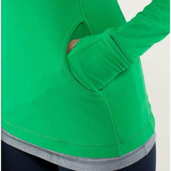 Lululemon Star Runner Pullover 1/2 Zip Top Green Bean Stretch Thumbholes Size 8 - Picture 3 of 16